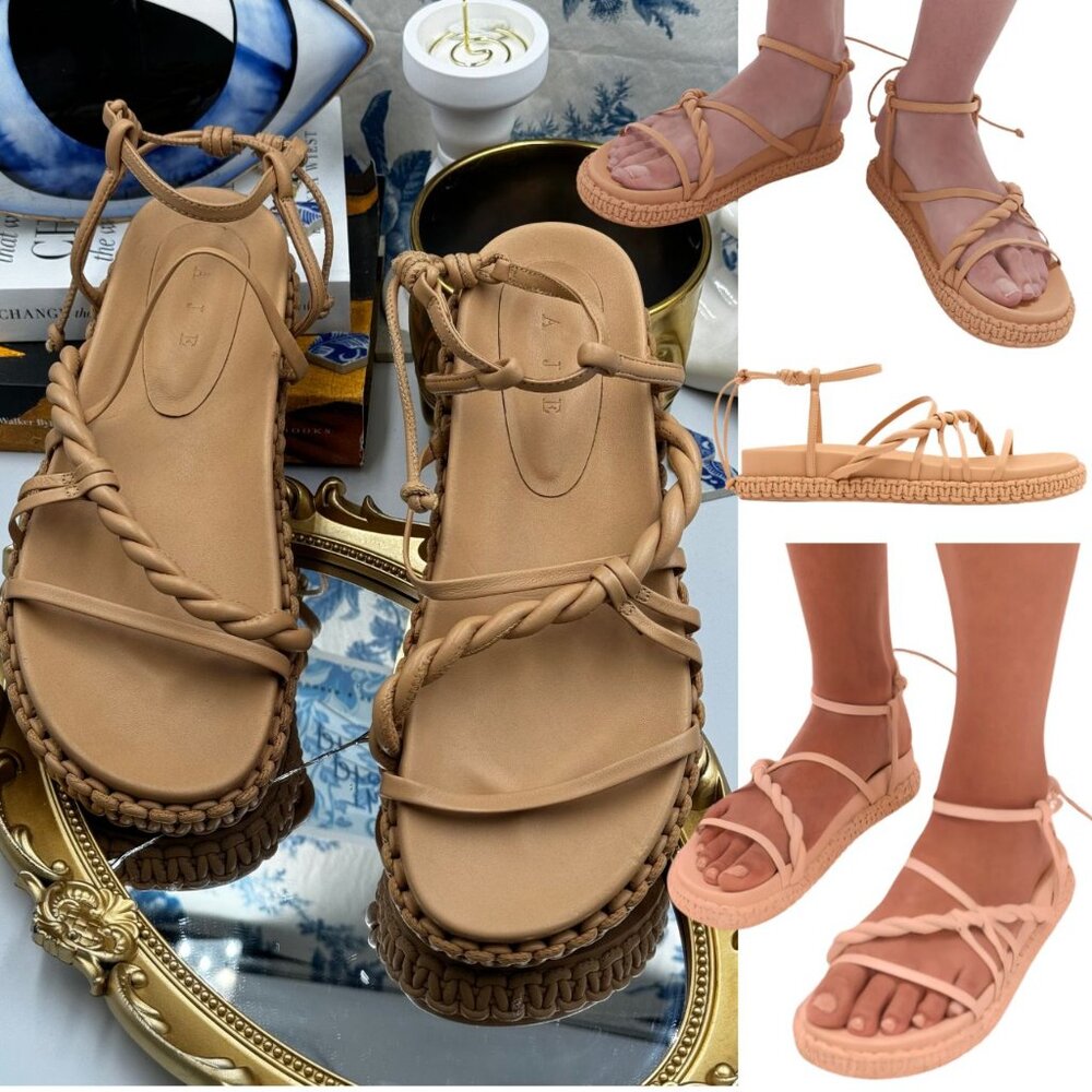 🆕 AJE 🧿 NWOT Tryphena Platform Twist Sandal, Beige - SIZE 38